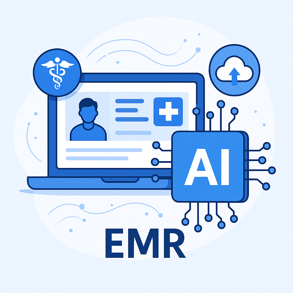Physician using EMR on tablet